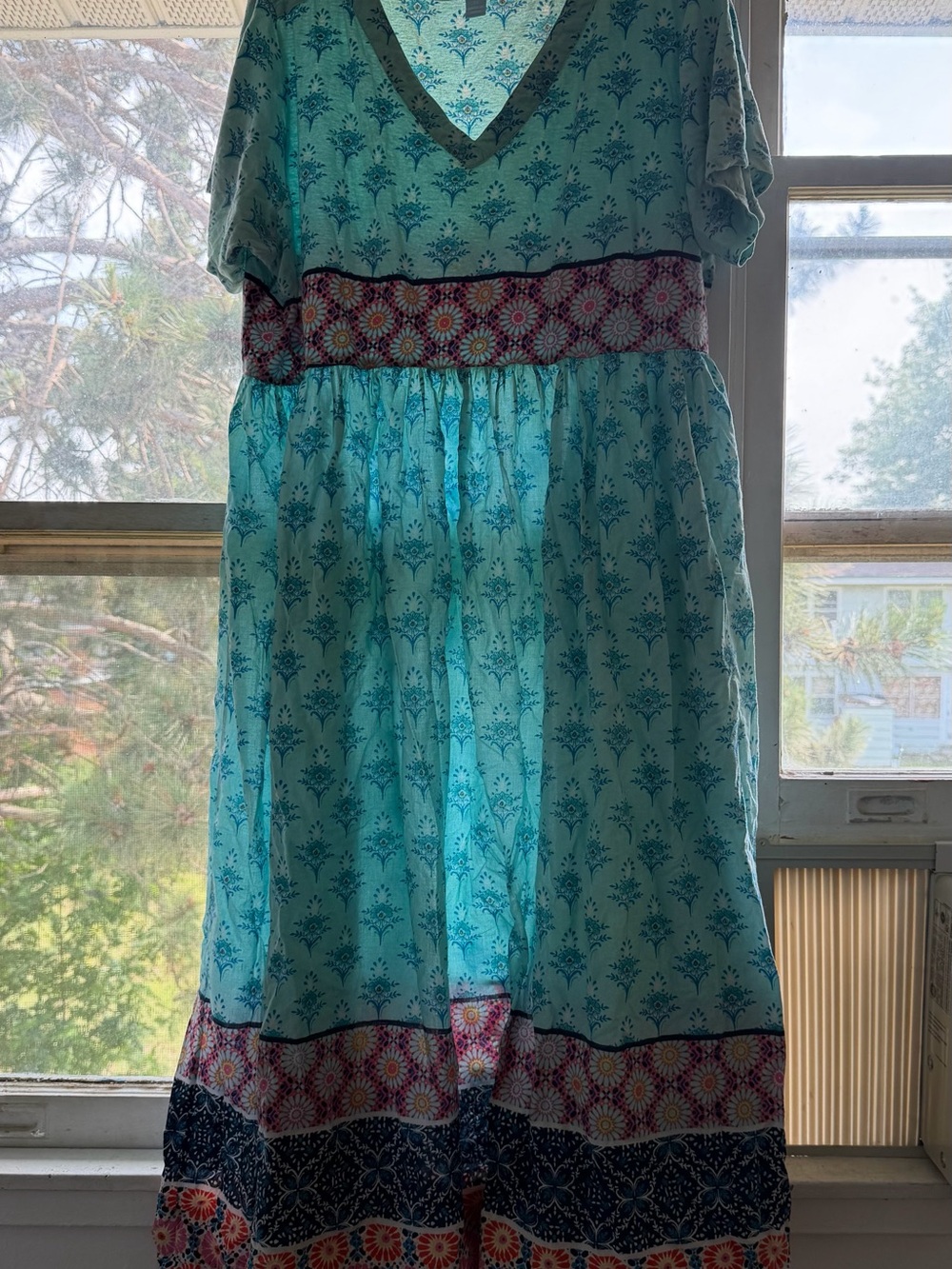 Only Necessities Light Aqua Floral Print House dress/weekend lounge